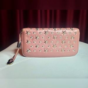 Jimmy Choo Ballet Pink Zippy wallet with stars
